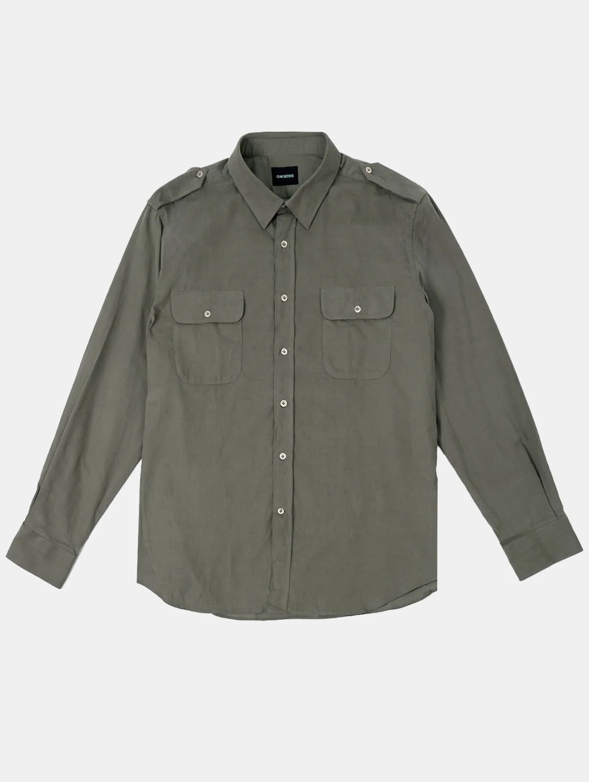 Olive Cotton Corduroy Overshirt