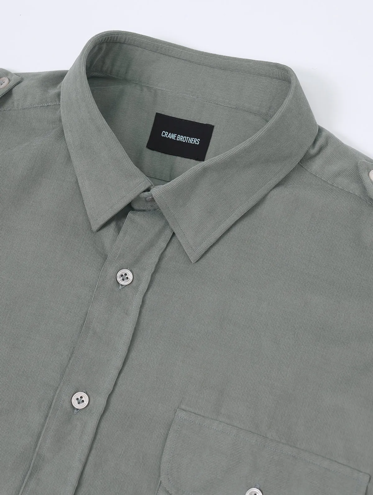 Olive Cotton Corduroy Overshirt