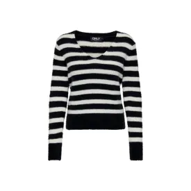 Only Black And White Polyester Sweater