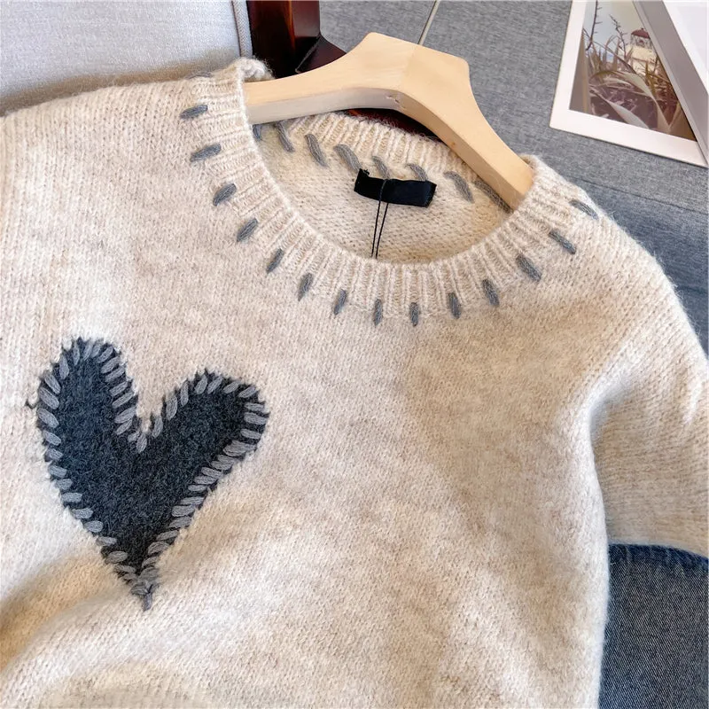 Oversized Denim Patchwork Knitwear