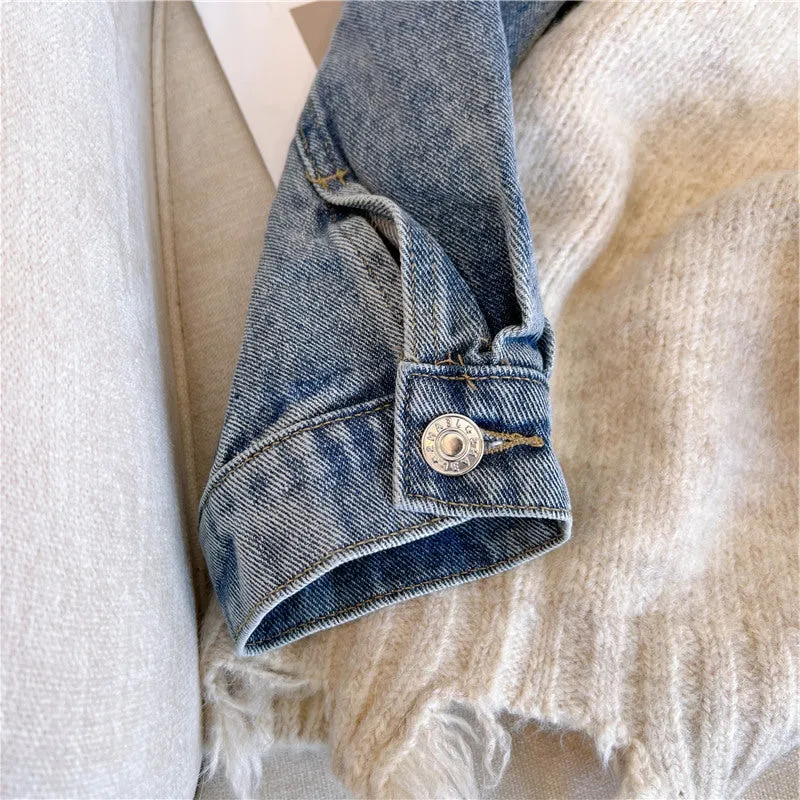 Oversized Denim Patchwork Knitwear