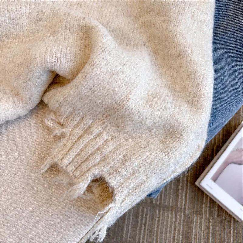 Oversized Denim Patchwork Knitwear