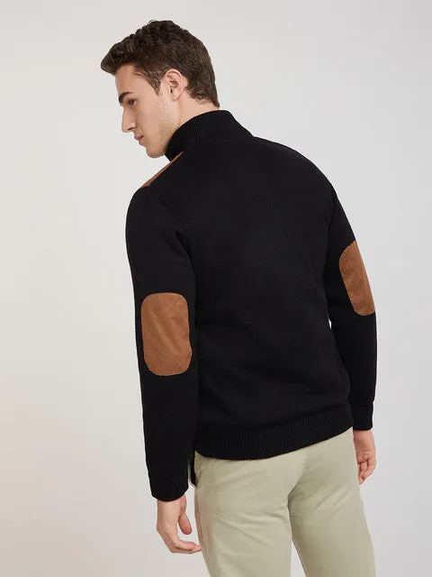 Parx Men Black Solid Acrylic Full Sleeve Jackets
