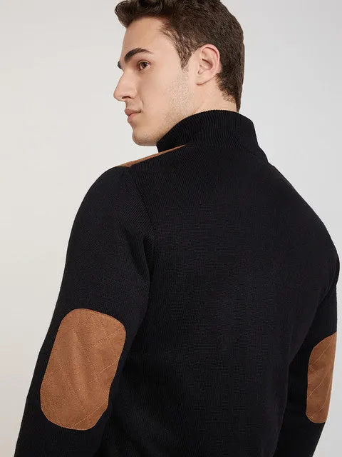 Parx Men Black Solid Acrylic Full Sleeve Jackets