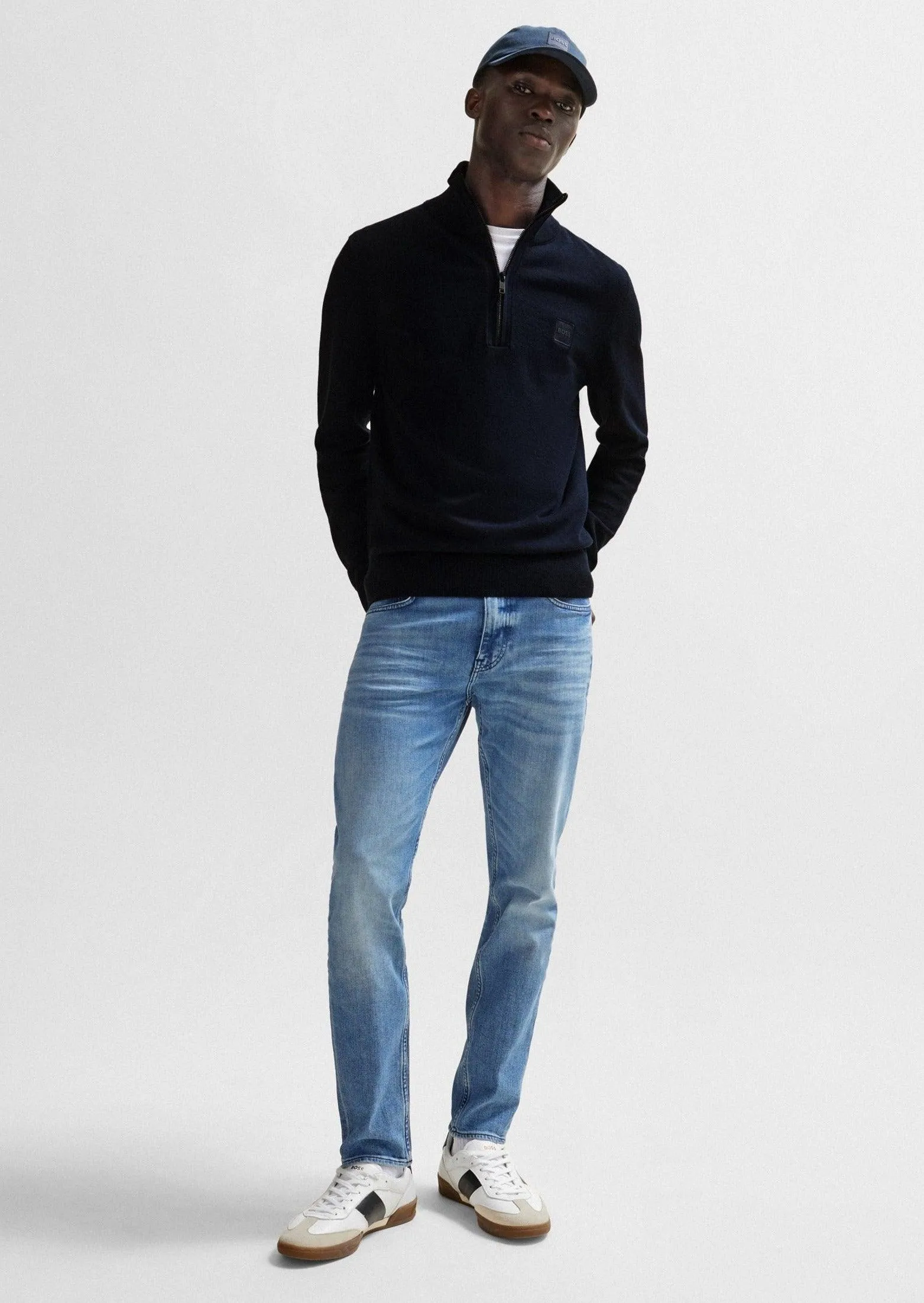 Pull camionneur BOSS marine en cachemire