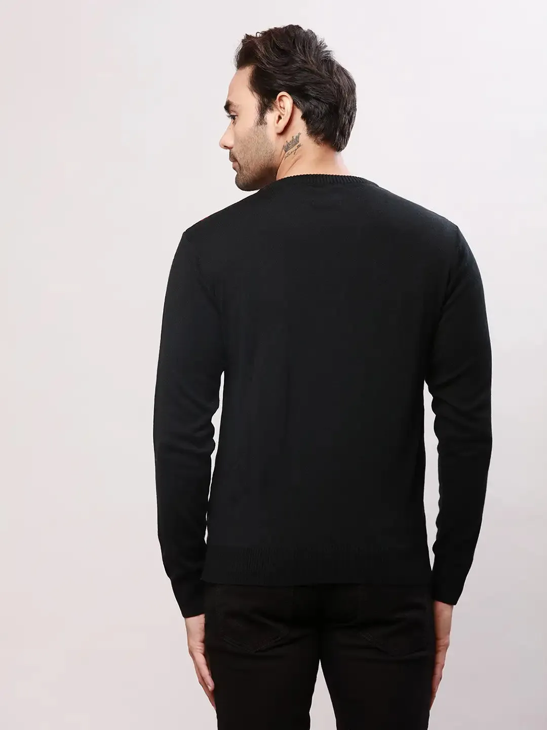 Raymond Men Blue Structure Cable Acrylic Blend Sweaters