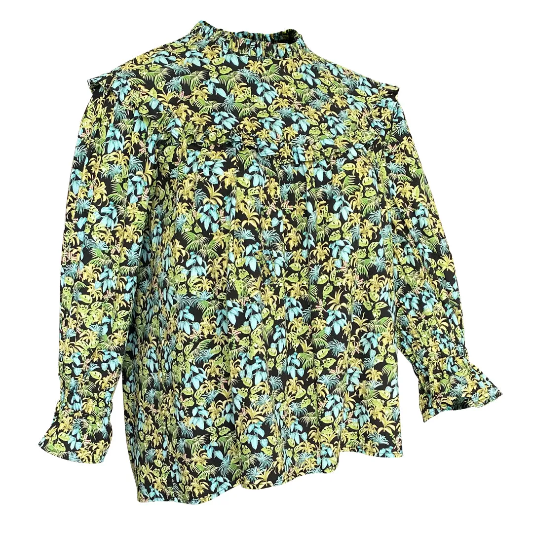 Shamra Blouse - Black Mini Flower Print
