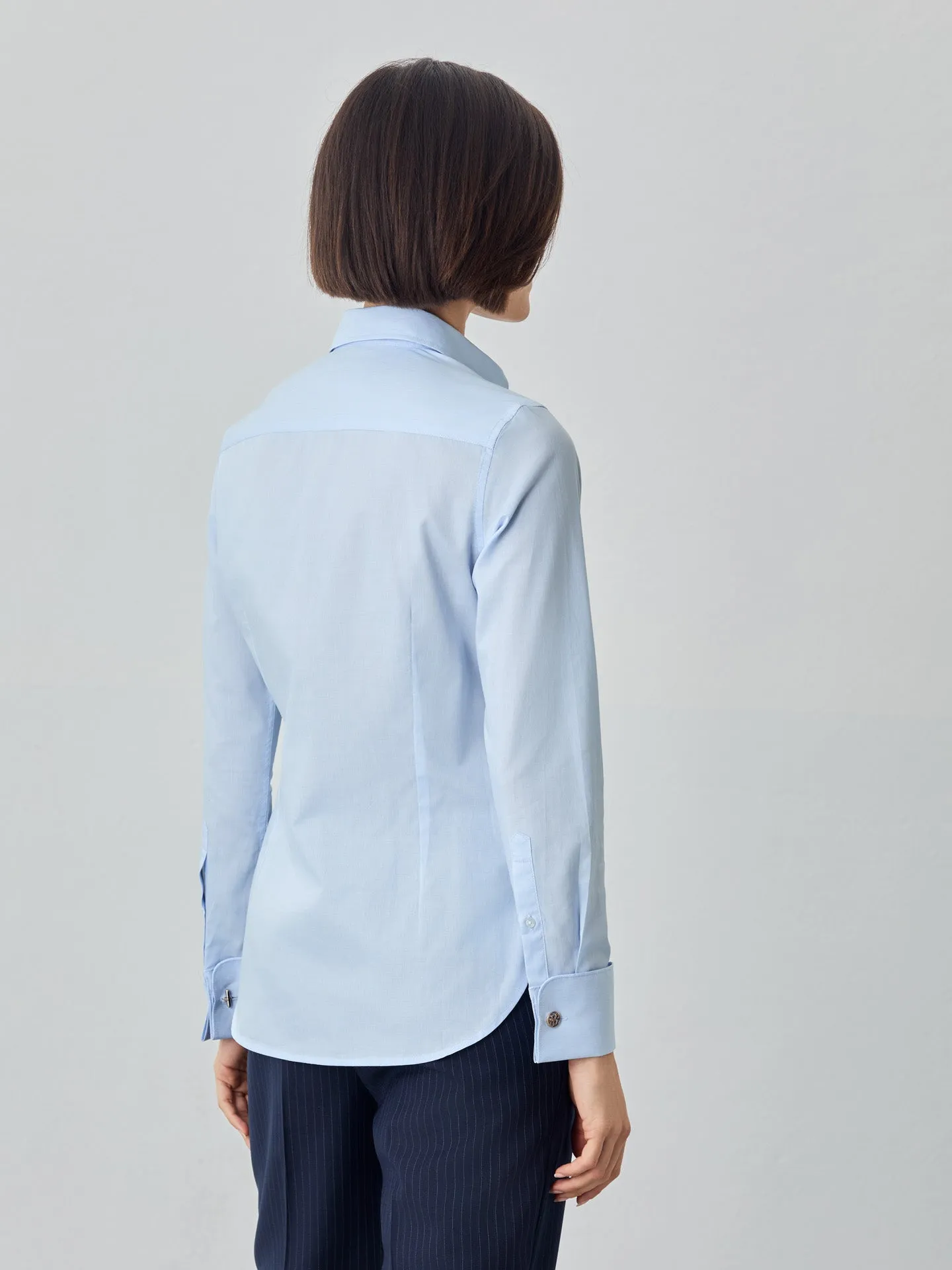 Slim Fit Striped Shirt With Gold Cuffs Buttons In Cotton