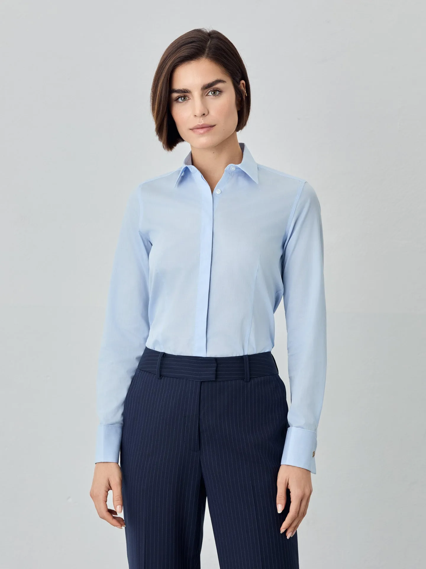 Slim Fit Striped Shirt With Gold Cuffs Buttons In Cotton