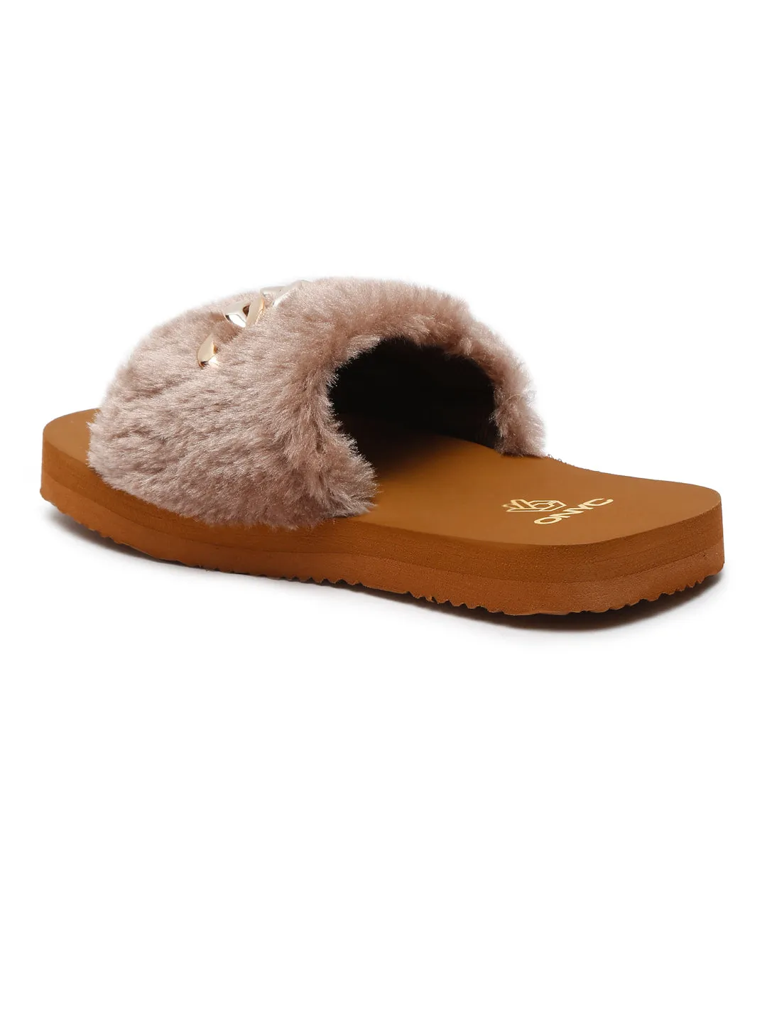 Super Comfy Brown Fur Sliders for Girls