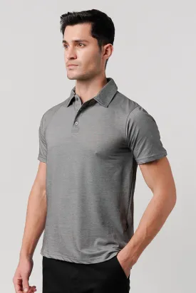 Textured Lycra Polo Shirt - Grey