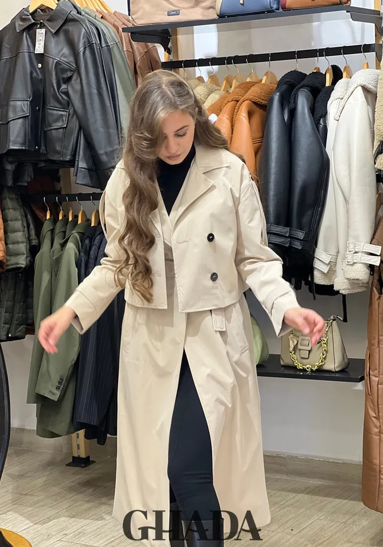 Trench crop et gilet en beige