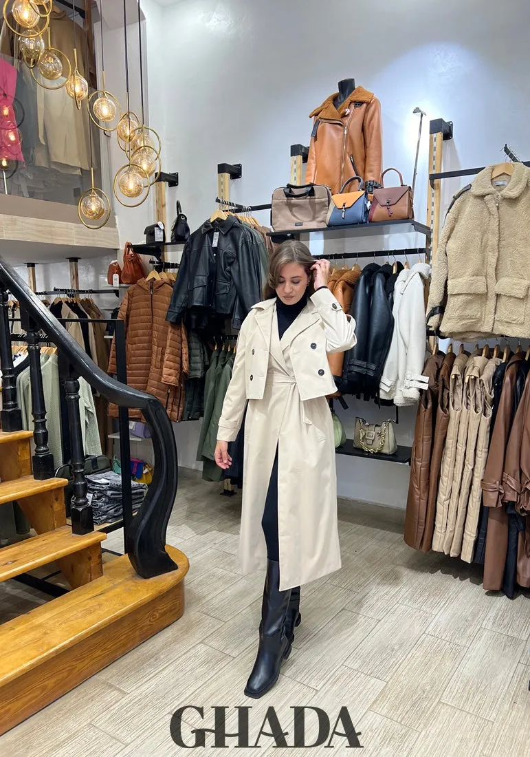 Trench crop et gilet en beige