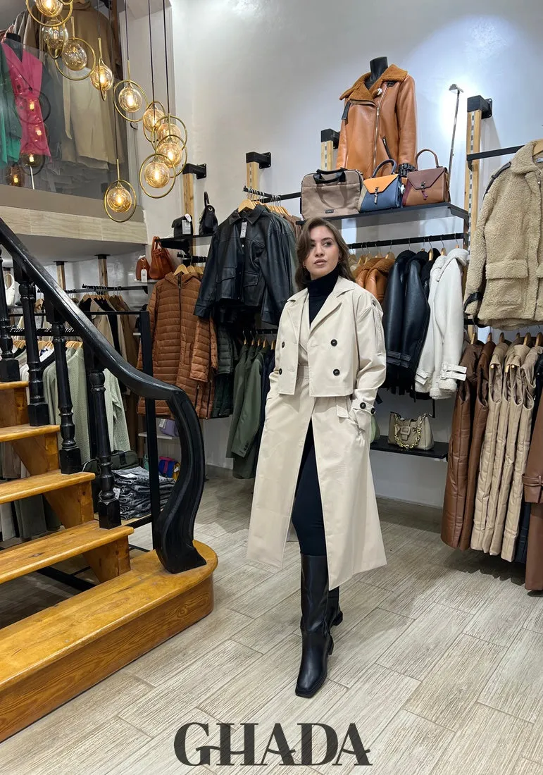 Trench crop et gilet en beige
