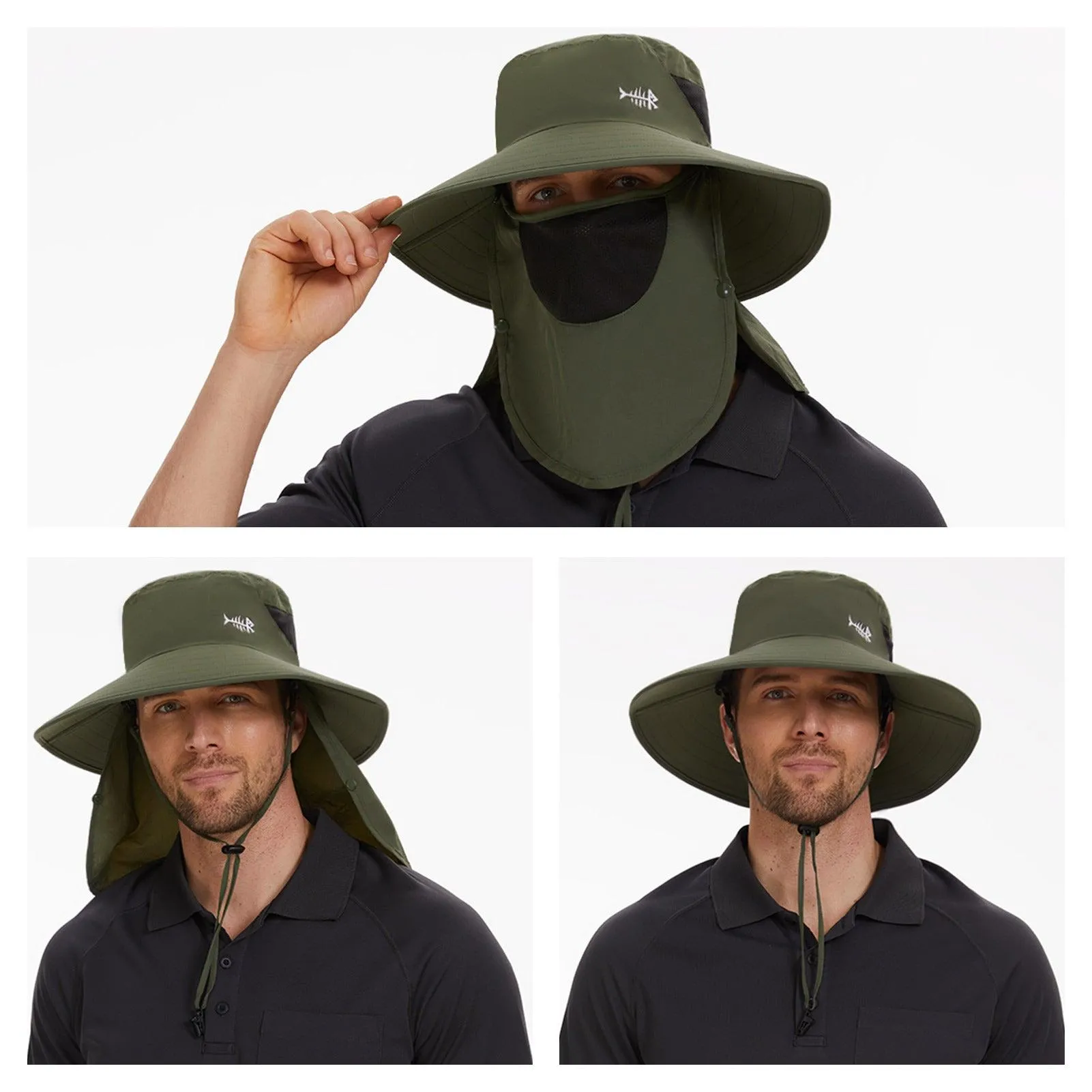 Unisex UPF 50  Sun Hat with Face Cover & Neck Flap FH09