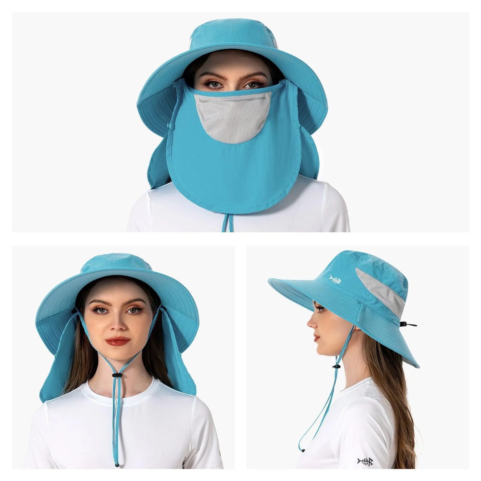 Unisex UPF 50  Sun Hat with Face Cover & Neck Flap FH09