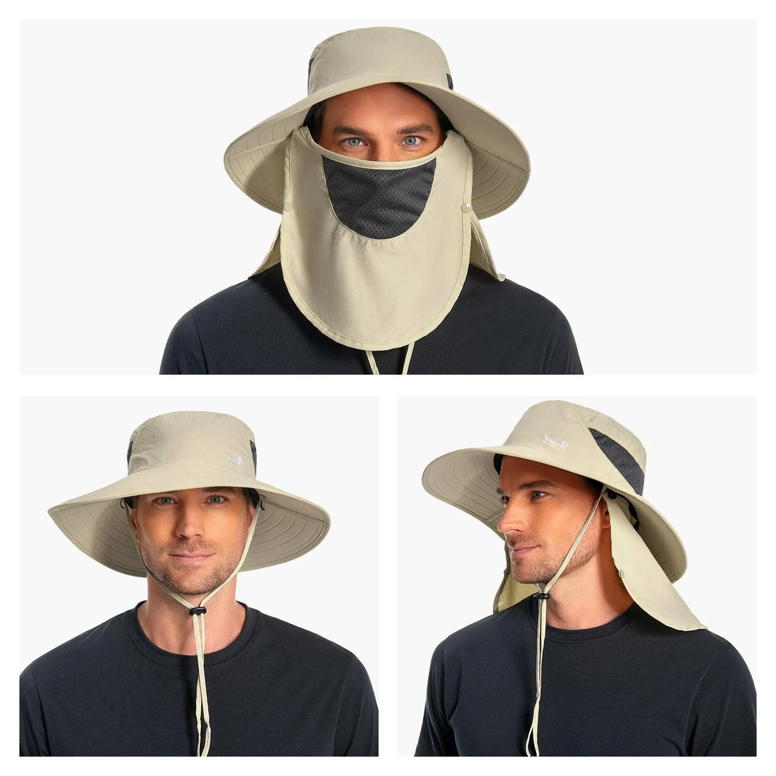 Unisex UPF 50  Sun Hat with Face Cover & Neck Flap FH09