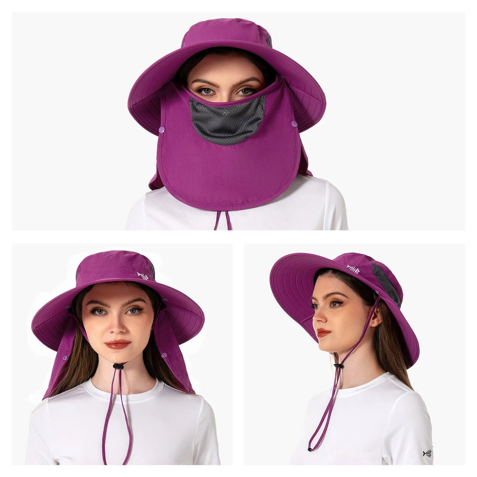 Unisex UPF 50  Sun Hat with Face Cover & Neck Flap FH09