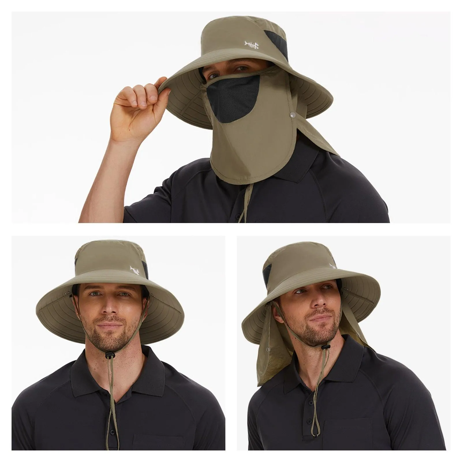 Unisex UPF 50  Sun Hat with Face Cover & Neck Flap FH09