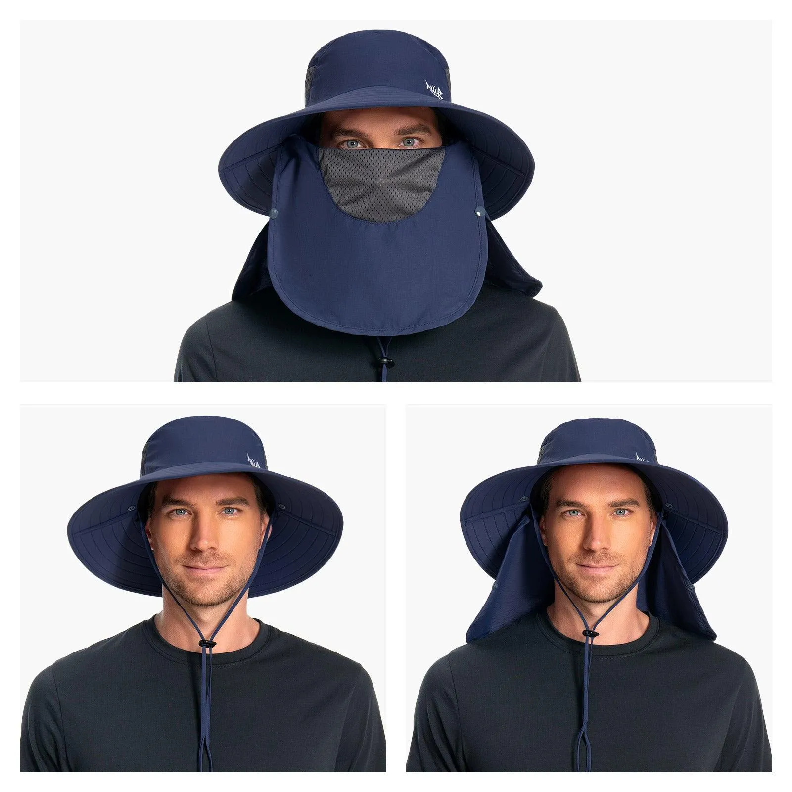 Unisex UPF 50  Sun Hat with Face Cover & Neck Flap FH09