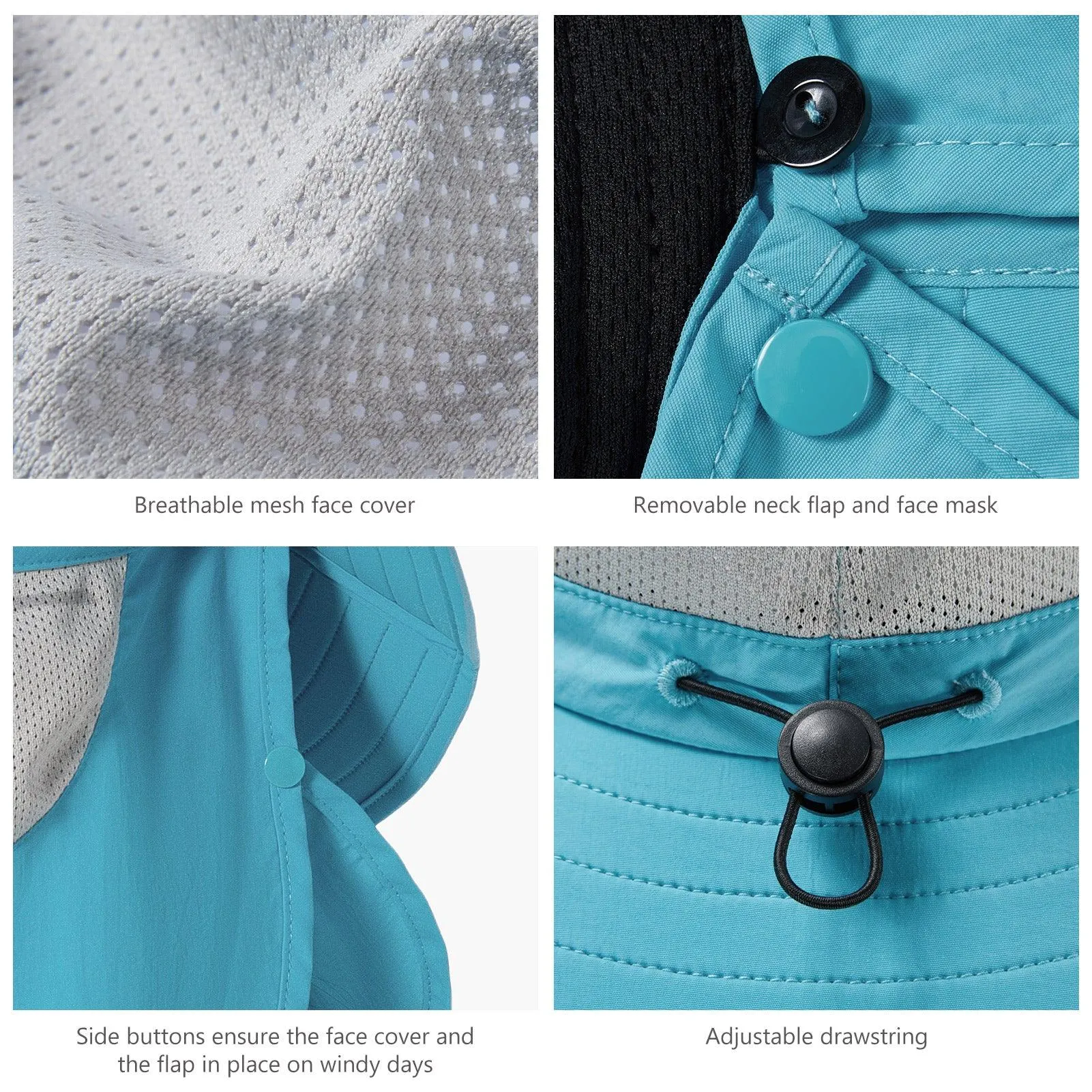 Unisex UPF 50  Sun Hat with Face Cover & Neck Flap FH09