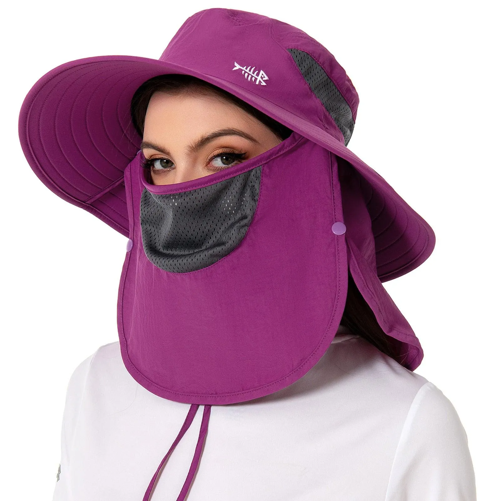 Unisex UPF 50  Sun Hat with Face Cover & Neck Flap FH09