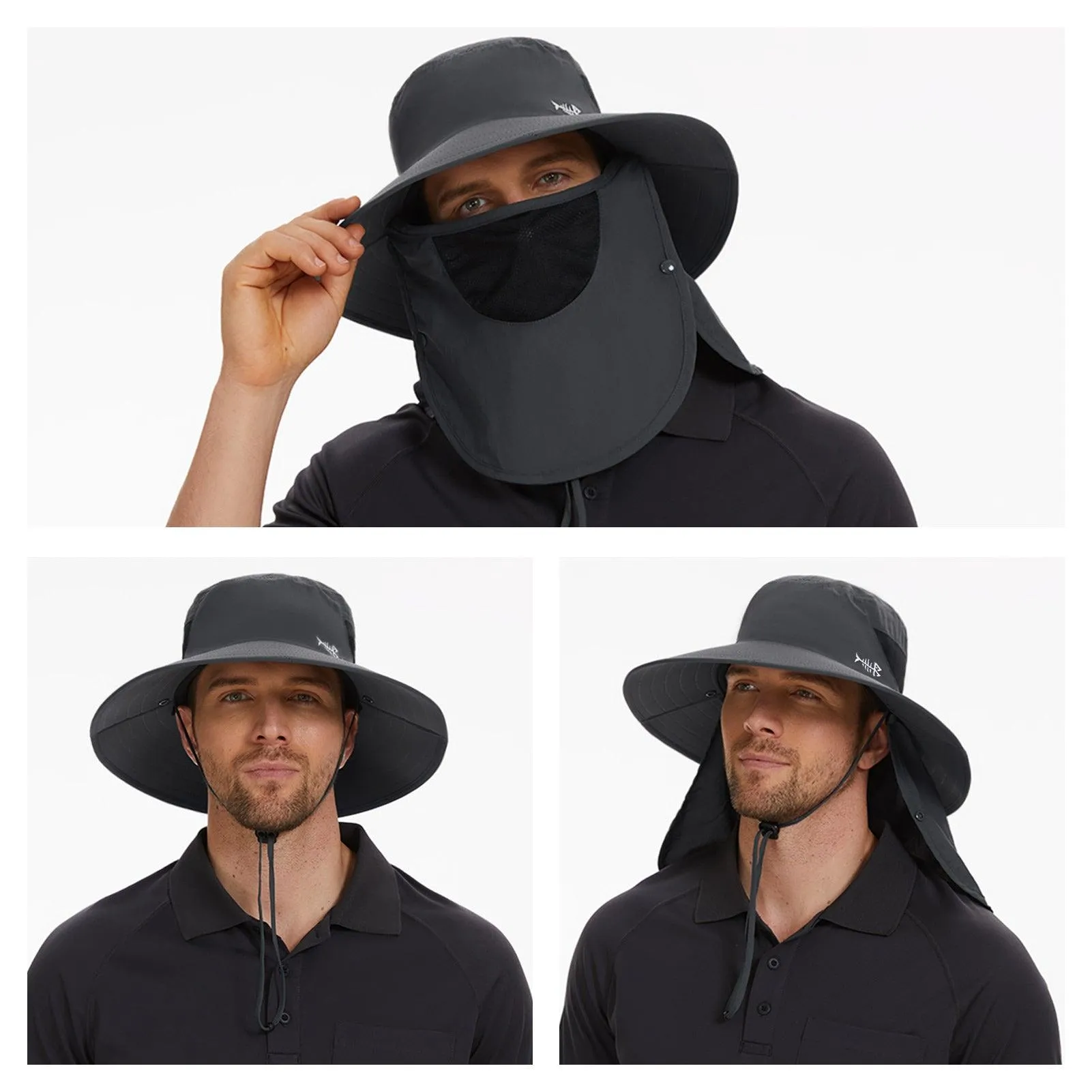 Unisex UPF 50  Sun Hat with Face Cover & Neck Flap FH09