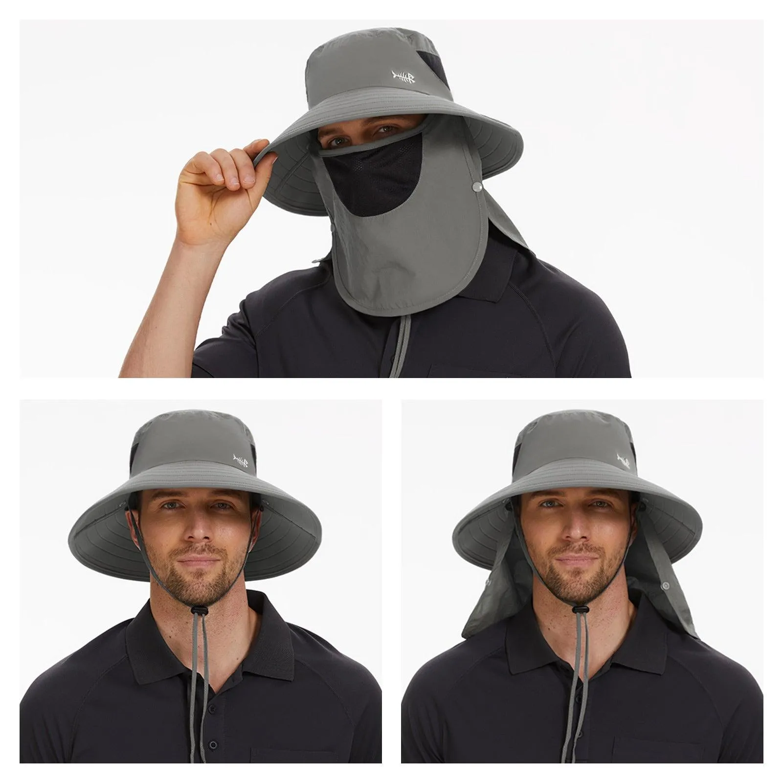 Unisex UPF 50  Sun Hat with Face Cover & Neck Flap FH09