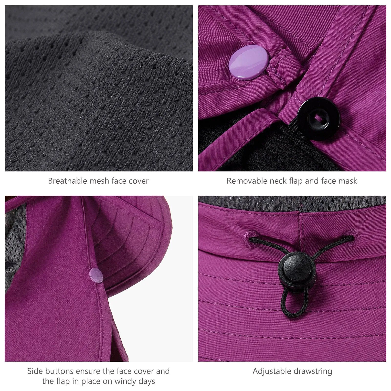 Unisex UPF 50  Sun Hat with Face Cover & Neck Flap FH09