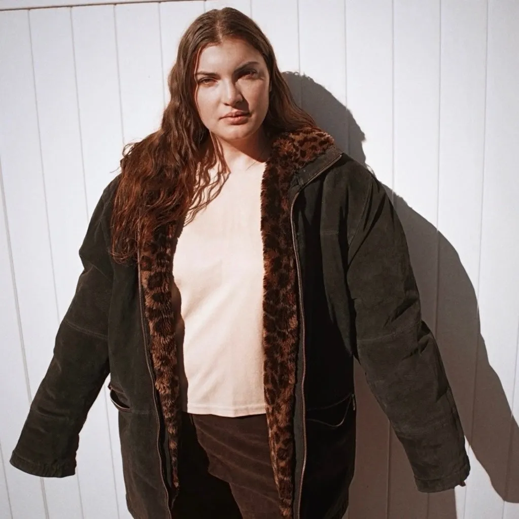 Vintage 90’s Reverisble Bomber Jacket Suede Black and Faux Fur 90’s