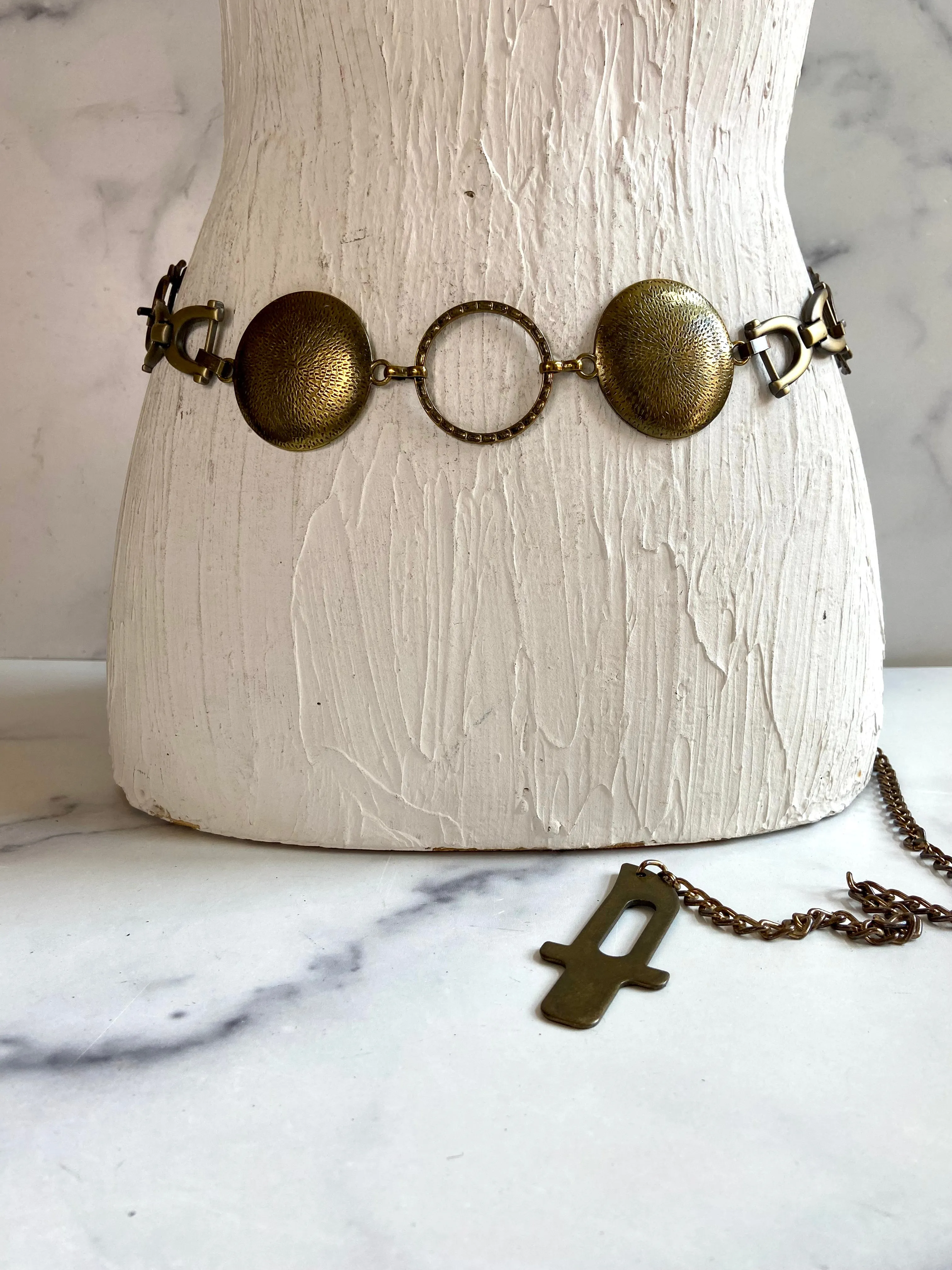 Vintage bronze chain belt