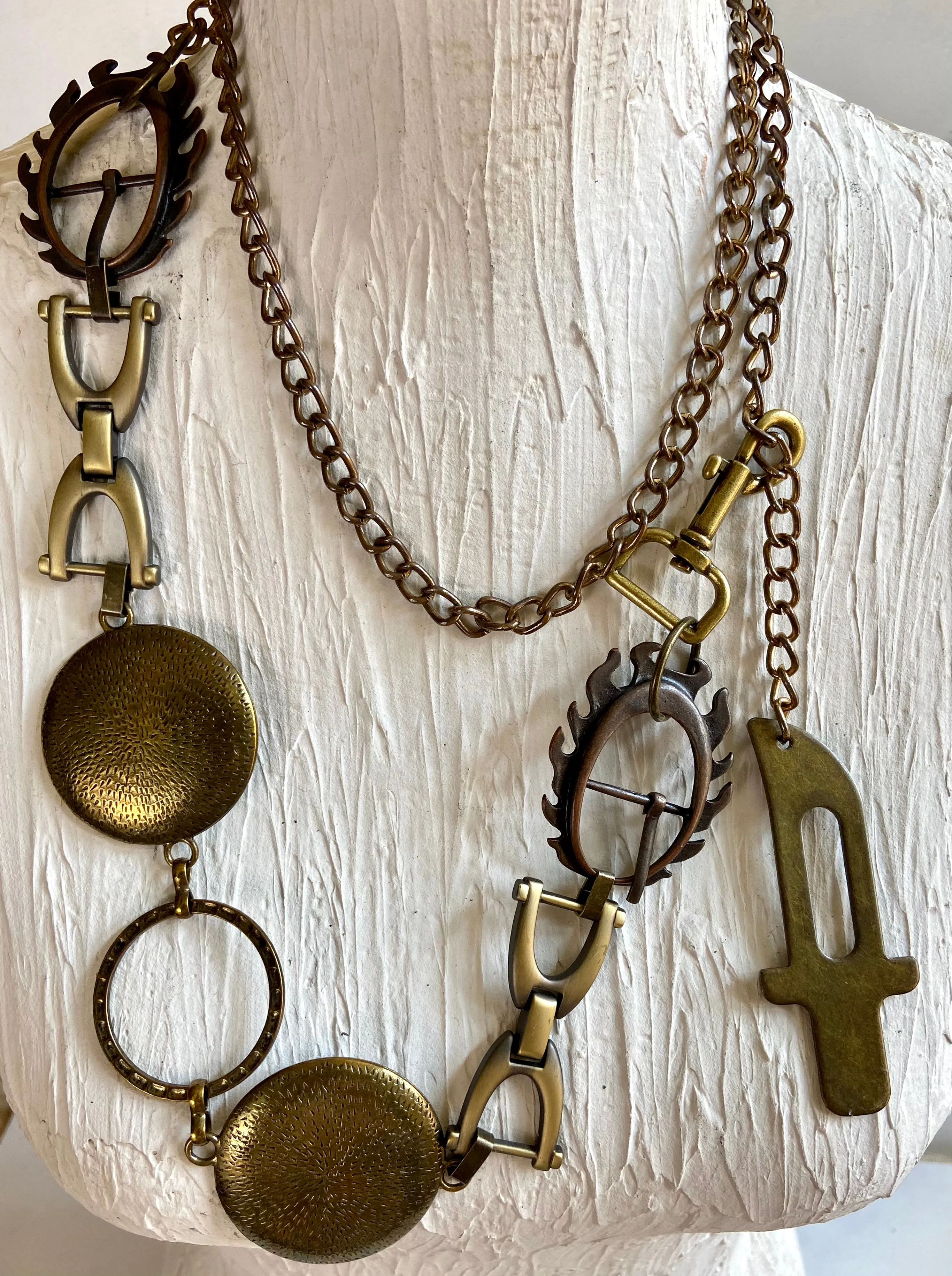 Vintage bronze chain belt