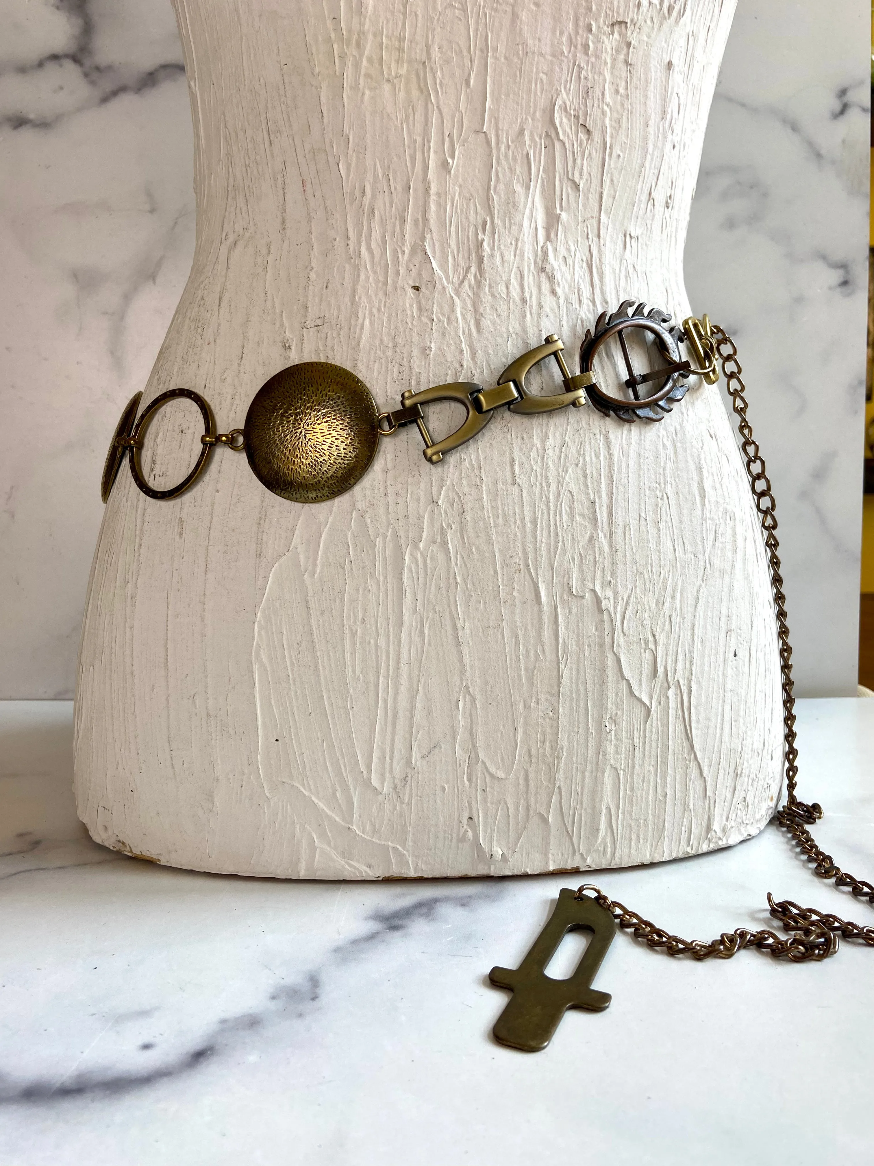 Vintage bronze chain belt