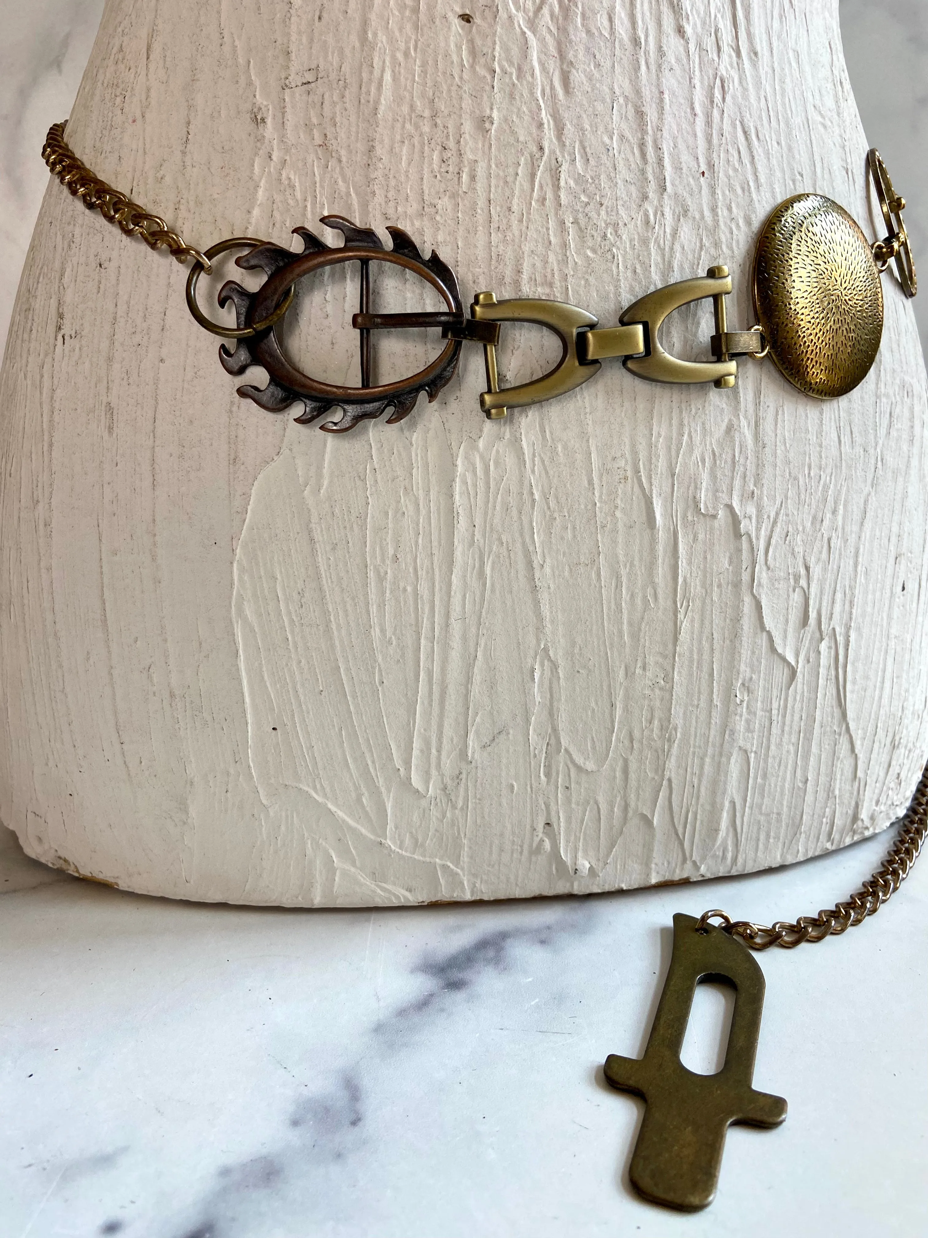 Vintage bronze chain belt