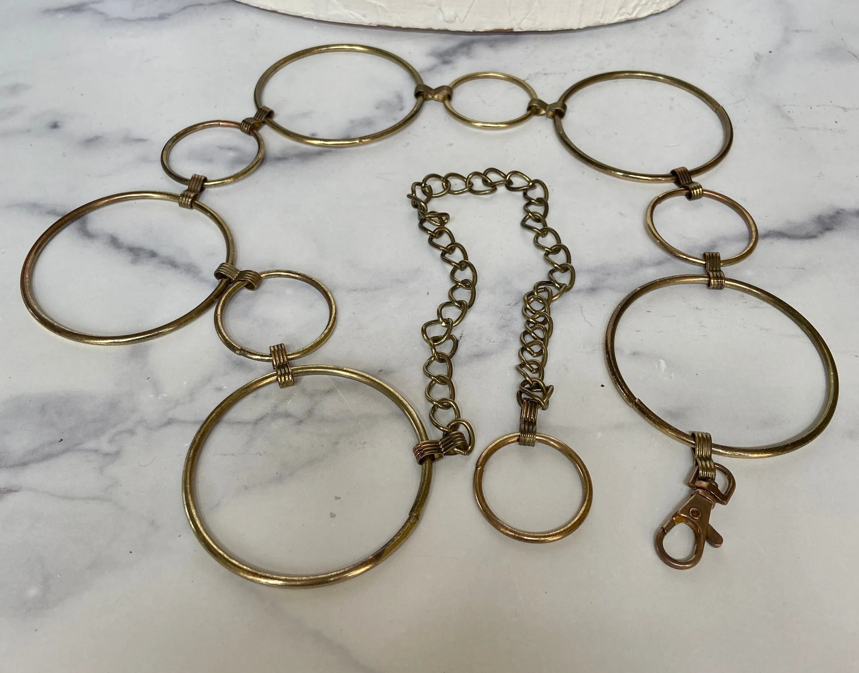 Vintage gold Metal Hoop Chain Belt