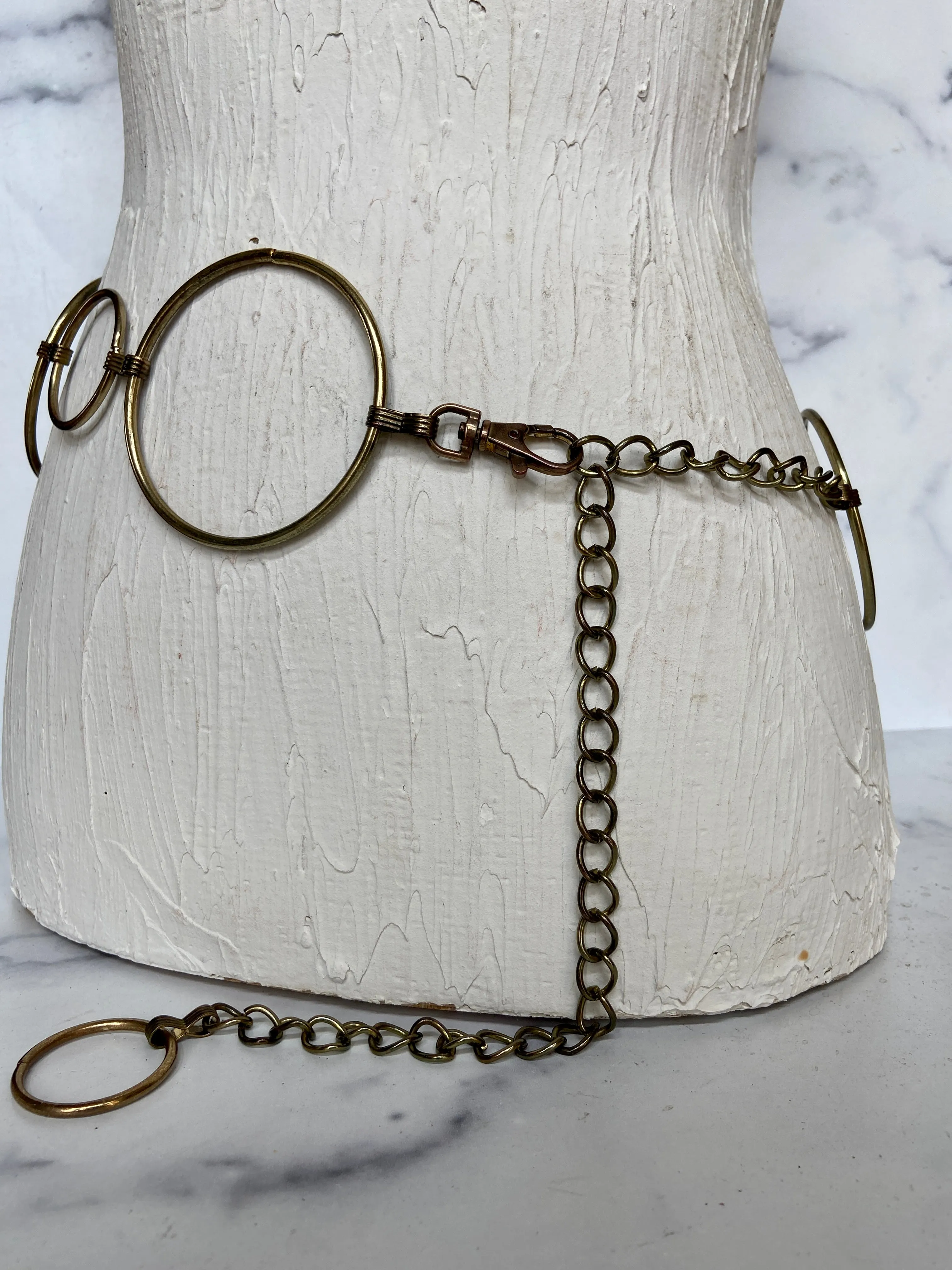 Vintage gold Metal Hoop Chain Belt