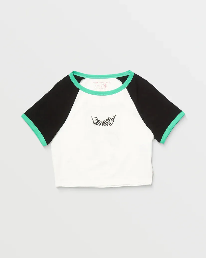 Volcom Women's Alix 2 T-Shirt Black/White B3512506_BWH