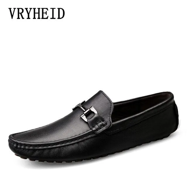VRYHEID Men Loafers  Formal Luxury Genuine Leather Shoes Fashion Men Boat Shoes Brand Men Casual Leather Shoes Male Flat Shoes