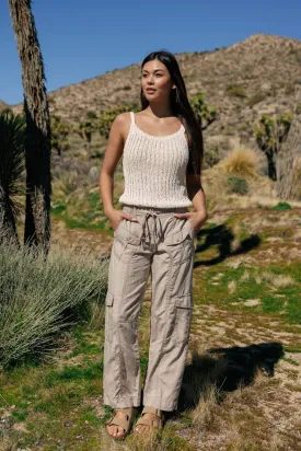 Washed Linen Cargo Pants - Goat