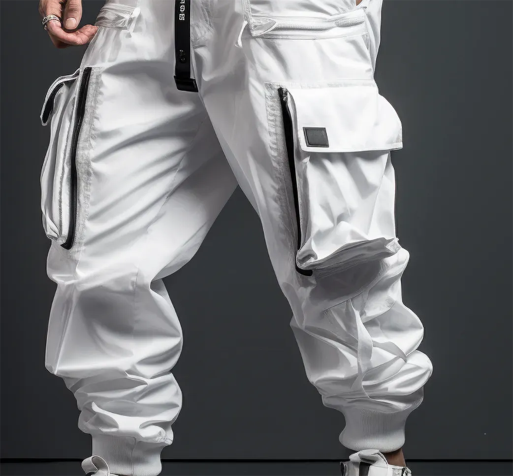 White Techwear Cargo Pants
