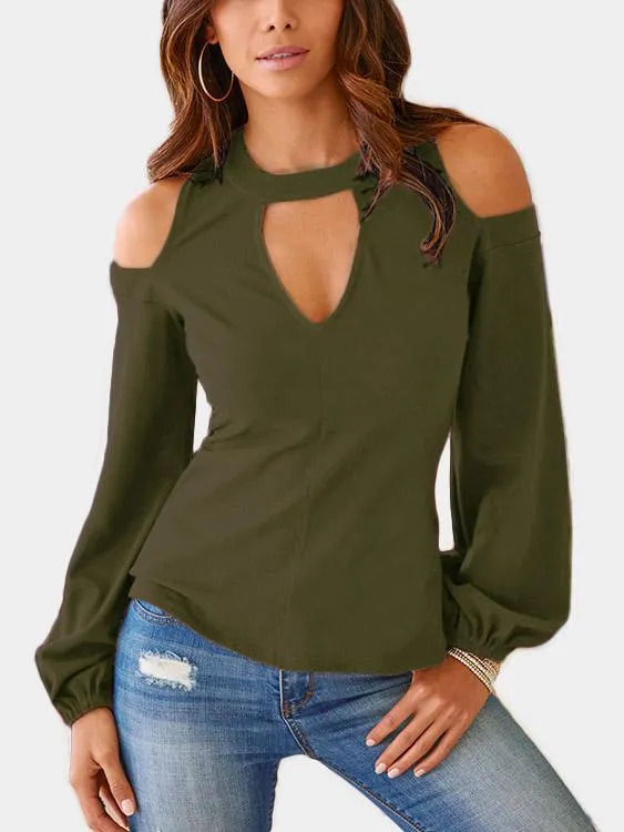 Wholesale Cold Shoulder Cut Out Long Sleeve Top