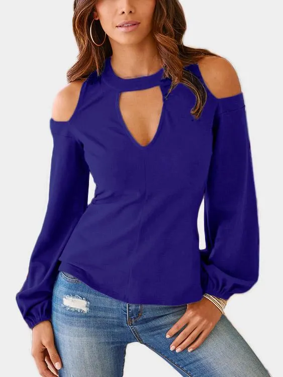 Wholesale Cold Shoulder Cut Out Long Sleeve Top