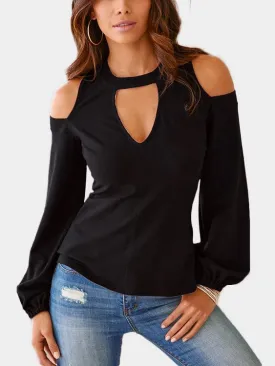Wholesale Cold Shoulder Cut Out Long Sleeve Top