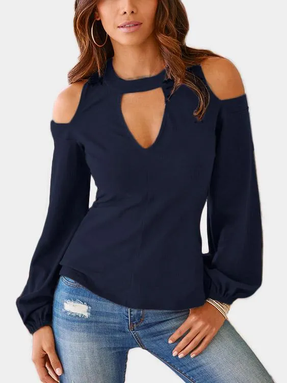 Wholesale Cold Shoulder Cut Out Long Sleeve Top