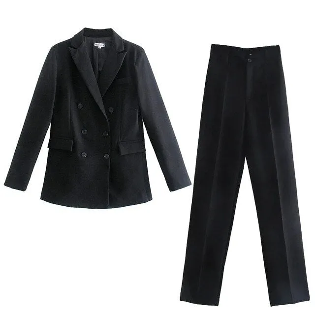Women Office White Pink Suit Two-Piece Pantsuit Elegant Blazer Female Set Casual Loose Pants Jacket Work Clothes