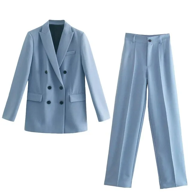 Women Office White Pink Suit Two-Piece Pantsuit Elegant Blazer Female Set Casual Loose Pants Jacket Work Clothes