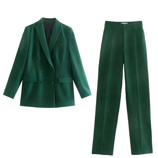 Women Office White Pink Suit Two-Piece Pantsuit Elegant Blazer Female Set Casual Loose Pants Jacket Work Clothes