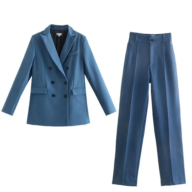 Women Office White Pink Suit Two-Piece Pantsuit Elegant Blazer Female Set Casual Loose Pants Jacket Work Clothes