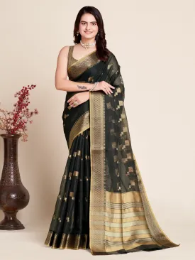 Women Party Wear Kota Doriya (Semi Cotton) Soft Silk Saree with Un-Stitched Blouse