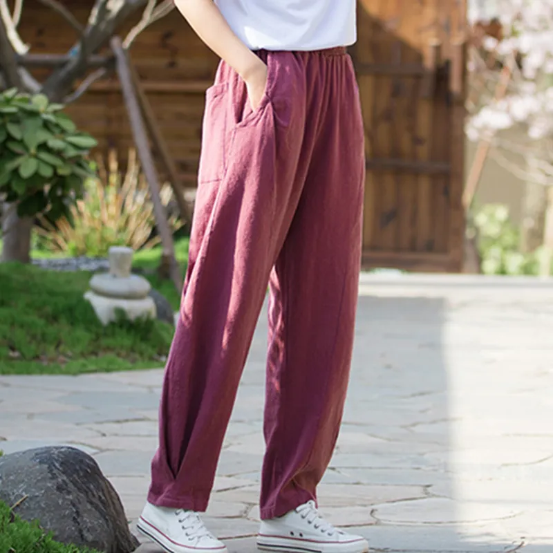 Yvonne Cotton Linen Women High Waist Pants